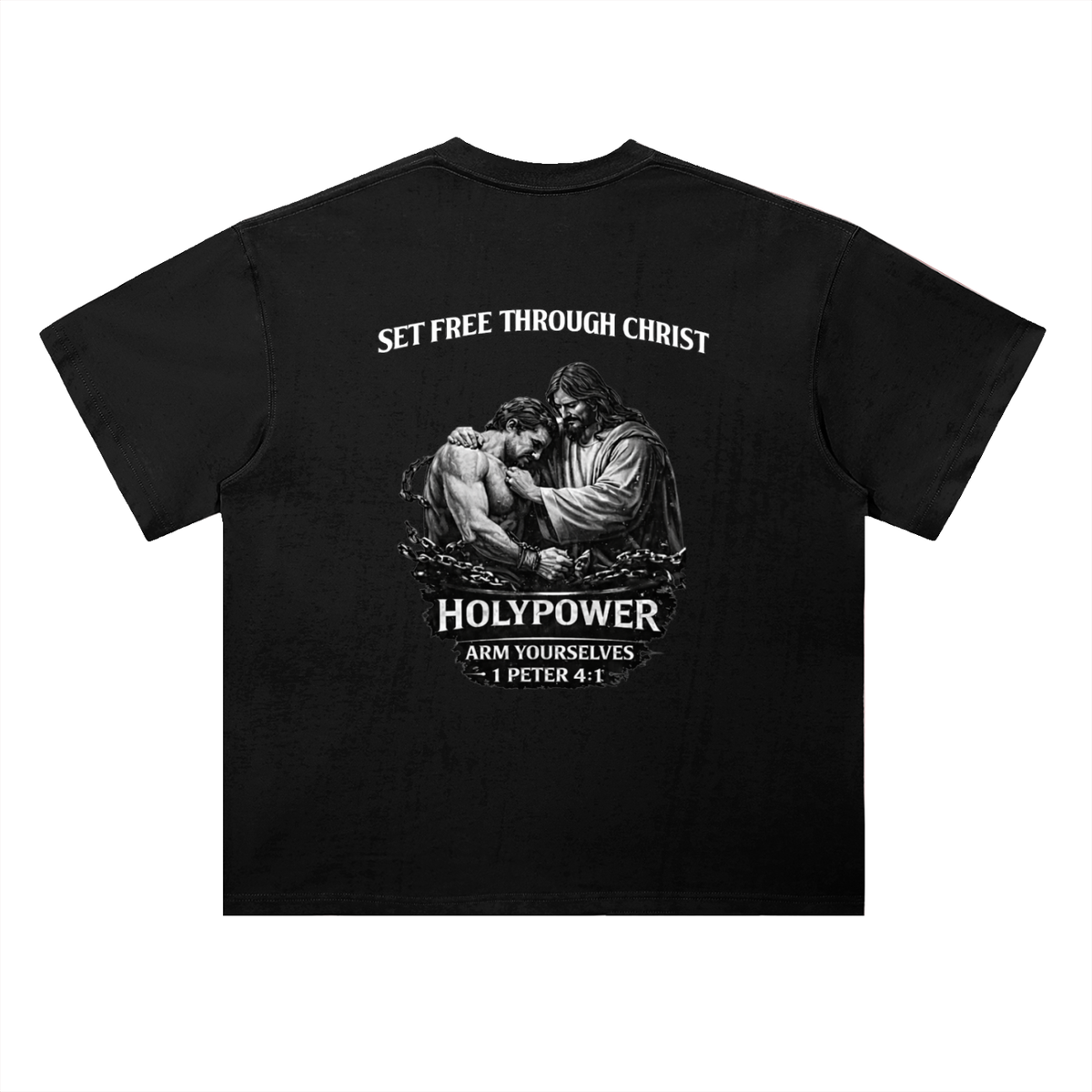 Heavyweight Drop Shoulder Set Free Through Christ HolyPower T-Shirt