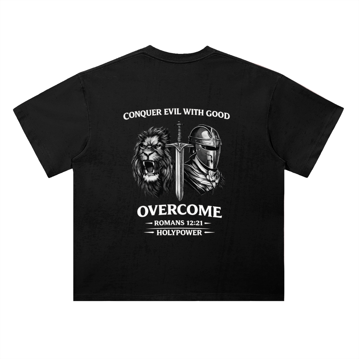 Heavyweight Drop Shoulder Conquer Evil With Good HolyPower T-Shirt