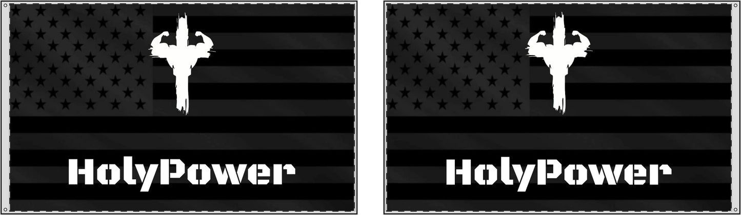 Double Sided Wall Hanging HolyPower Flag | Patriotic Home Decor, Outdoor/Indoor Flag, Fitness Motivation