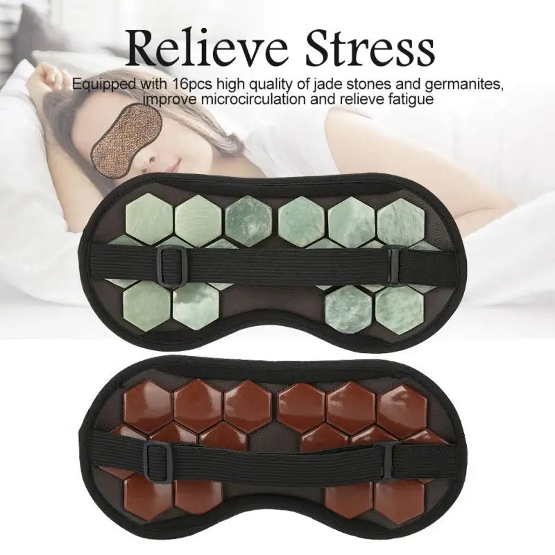 TMISHION - Natural Real Eye Massager Therapy, Jade Stone Germanium Sleep Eye Mask Shade Cover