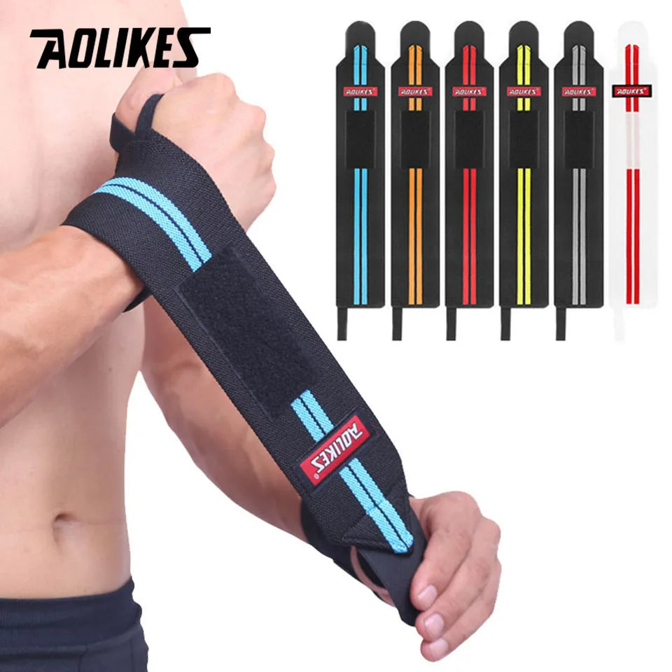 AOLIKES - 1 Pair Professional Weightlifting Wrist Wraps For Wrist Support With Thumb Loop - Best Wrap for Strength Training