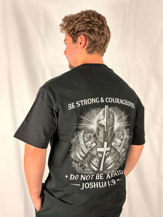 Heavyweight Drop Shoulder Be Strong And Courageous HolyPower Knight T-Shirt