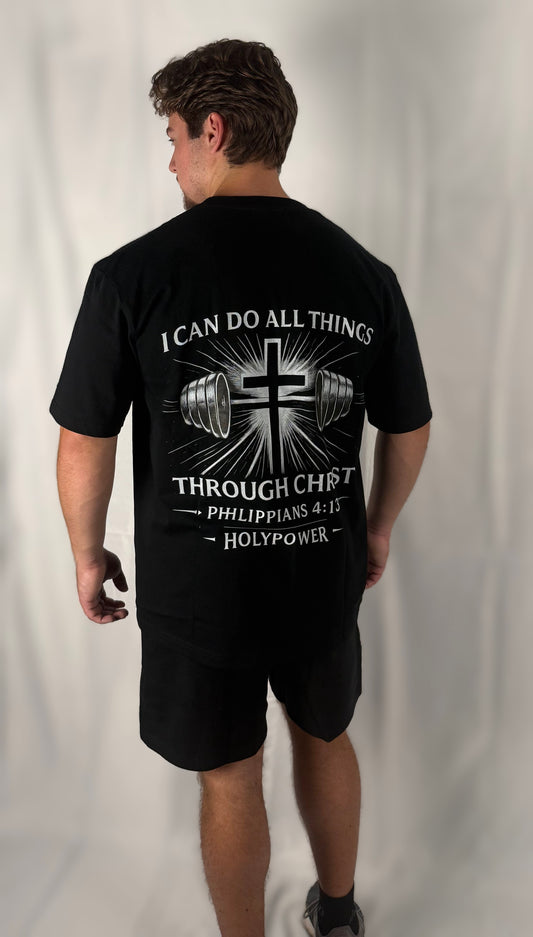 Heavyweight Drop Shoulder I Can Do All Things Through Christ HolyPower T-Shirt
