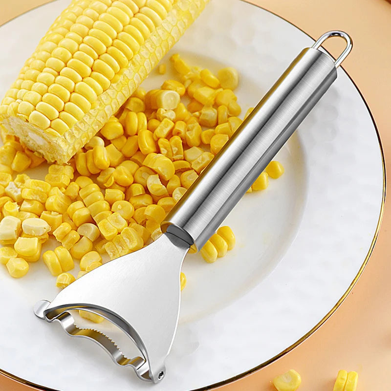 NoEnName_Null - Stainless Steel Corn Planer Ergonomic Handle Corn Peeler, Separate & Enjoy Fresh Corn with Minimal Effort