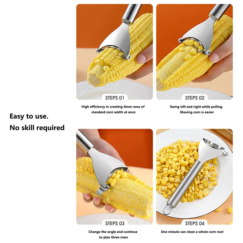 NoEnName_Null - Stainless Steel Corn Planer Ergonomic Handle Corn Peeler, Separate & Enjoy Fresh Corn with Minimal Effort