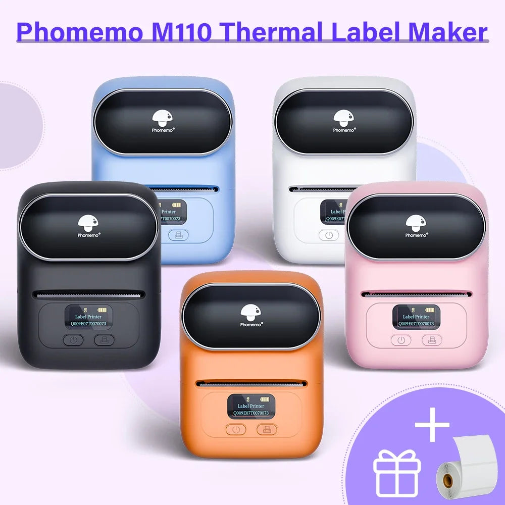 Memoking - Phomemo M110 Thermal Wireless mini Label Printer Portable Bluetooth Sticker