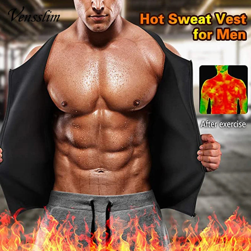 Vensslim - Men's Body Trainer Sauna Vest Double Belt Sweat Shirt Fat Burn Fitness Suits