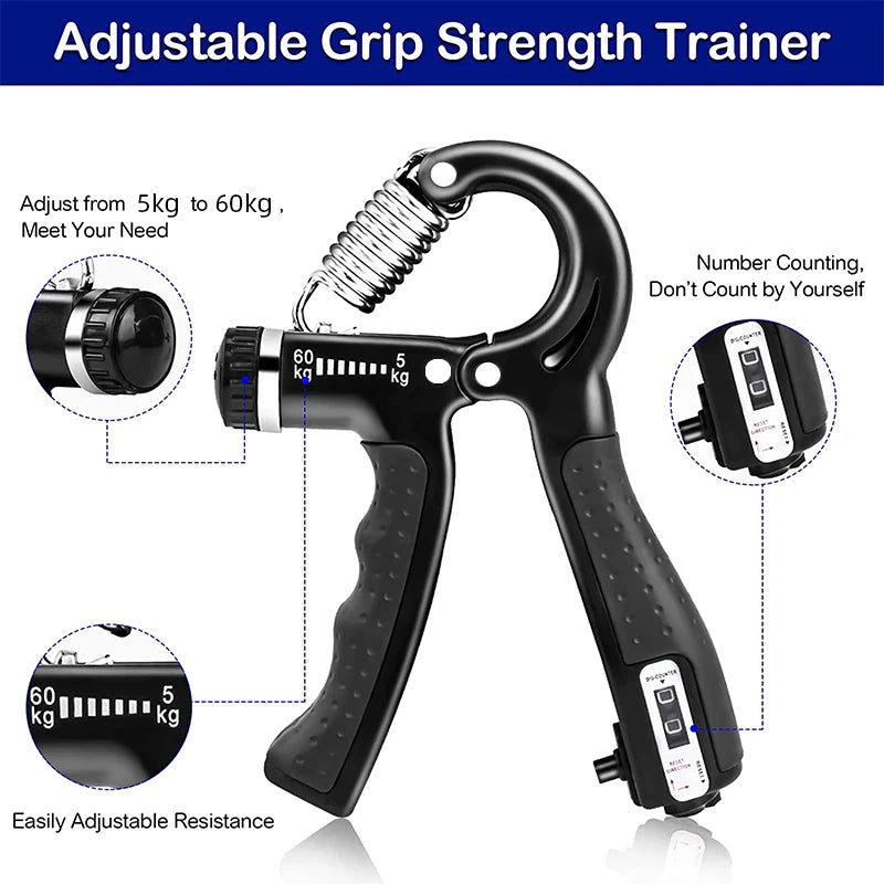 NoEnName_Null - 5-60kg Adjustable Hand Grip Strengthener Trainer