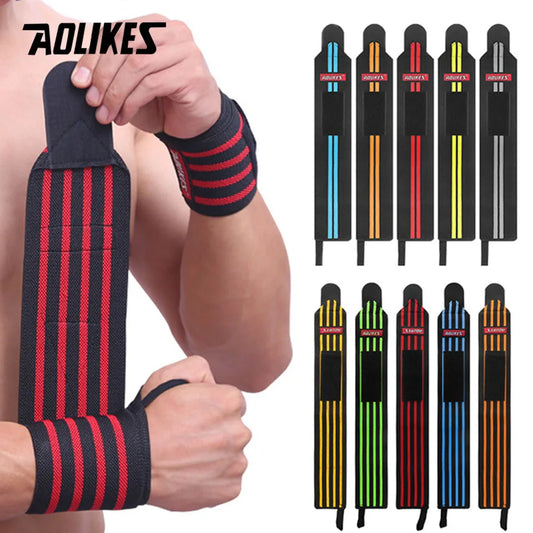 AOLIKES - 1 Pair Professional Weightlifting Wrist Wraps For Wrist Support With Thumb Loop - Best Wrap for Strength Training