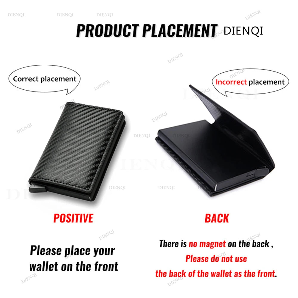 SMILEY SUNSHINE - Carbon Fiber Slim Aluminum Men Black Valet 2023 Wallet With ID Credit Card Holder And Mini RFID Wallet Automatic Pop up Bank Card Case