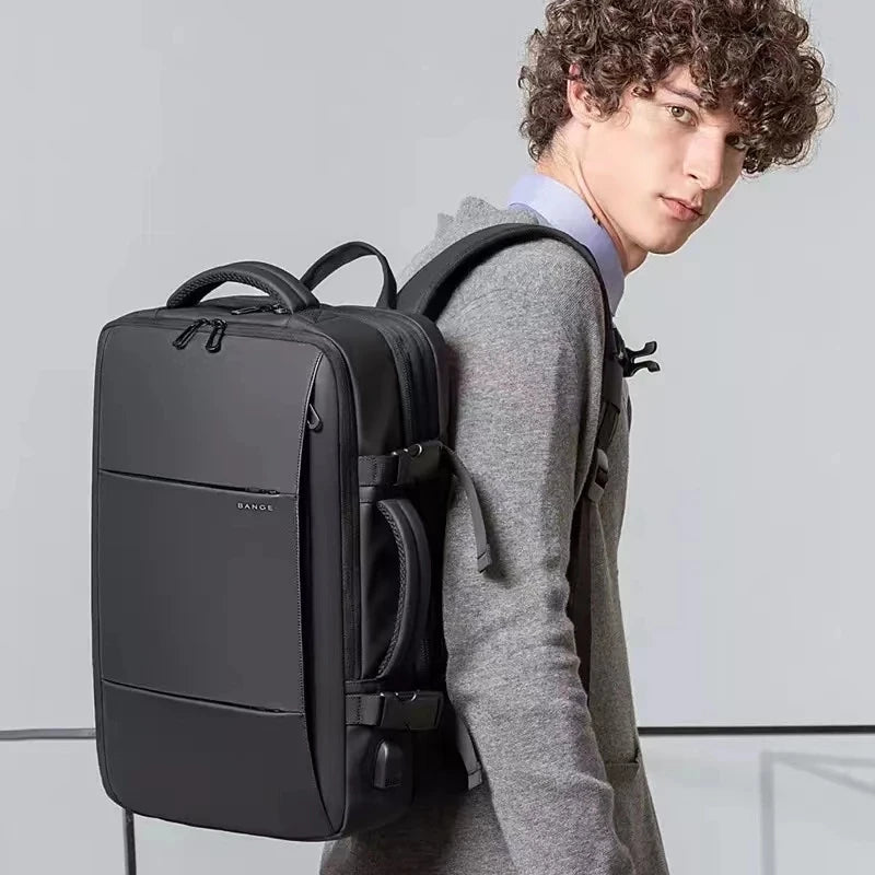 BANGE - Travel Backpack Men Business Backpack School Expandable USB Bag Large Capacity 17.3 Laptop Waterproof Fashion Backpack