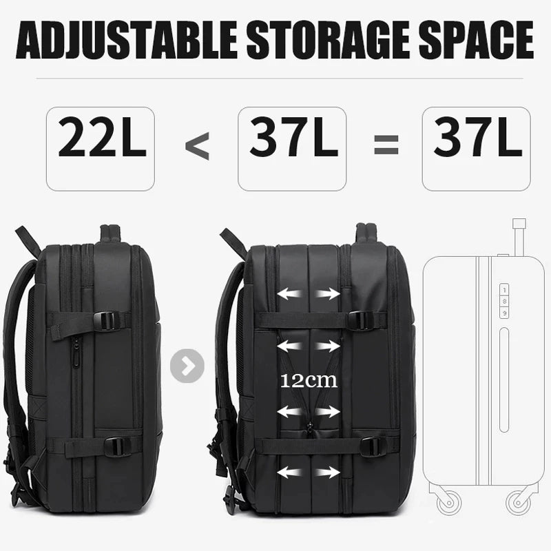 BANGE - Travel Backpack Men Business Backpack School Expandable USB Bag Large Capacity 17.3 Laptop Waterproof Fashion Backpack