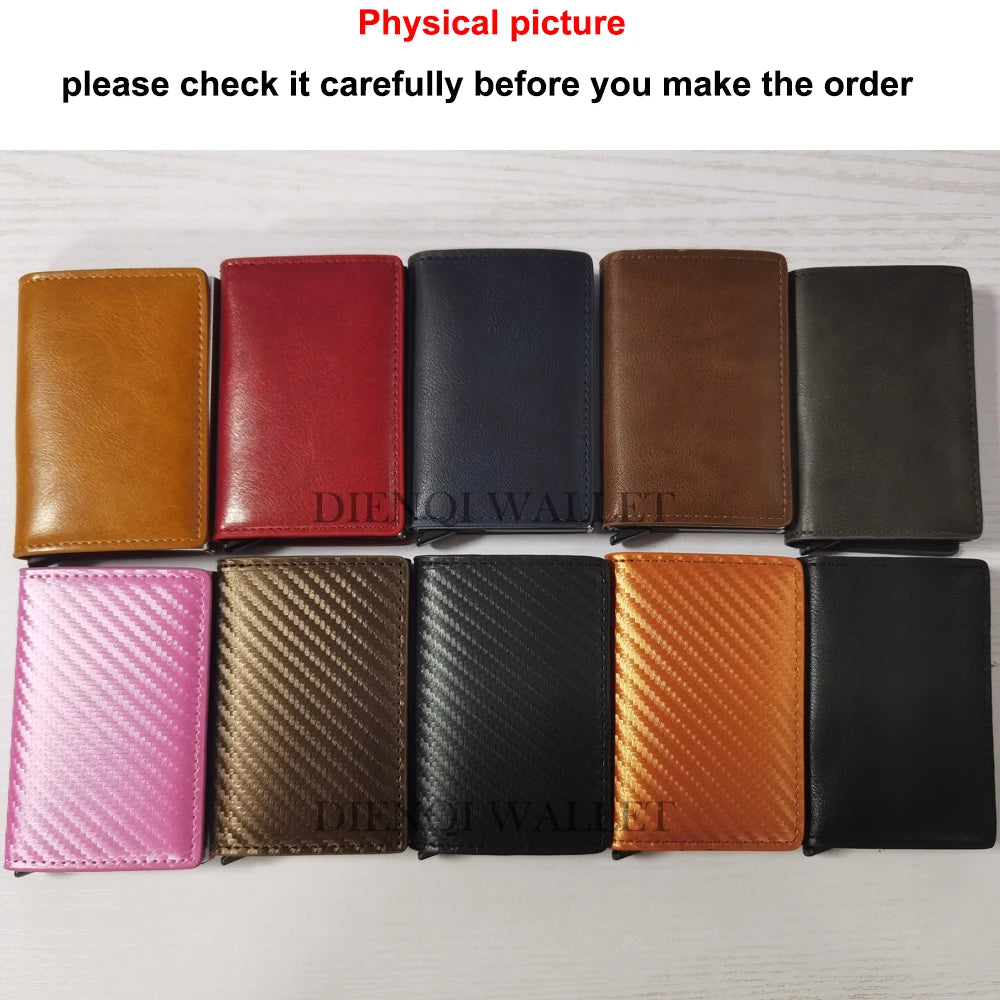 SMILEY SUNSHINE - Carbon Fiber Slim Aluminum Men Black Valet 2023 Wallet With ID Credit Card Holder And Mini RFID Wallet Automatic Pop up Bank Card Case