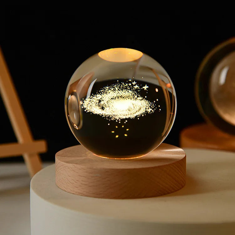 NoEnName_Null - 3D Crystal Ball Creative Planet, Moon, And Galaxy Glass Globe