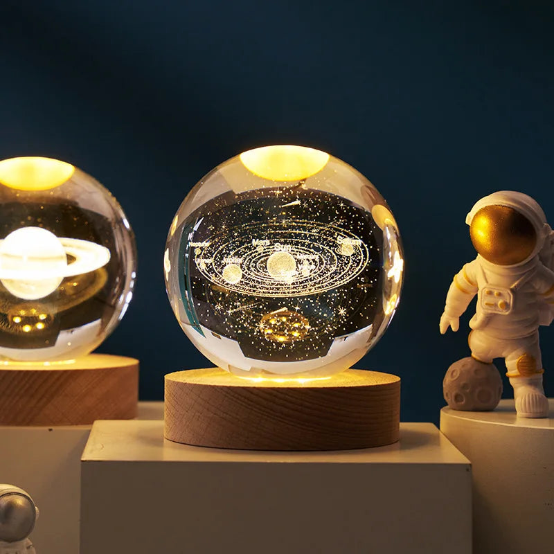 NoEnName_Null - 3D Crystal Ball Creative Planet, Moon, And Galaxy Glass Globe