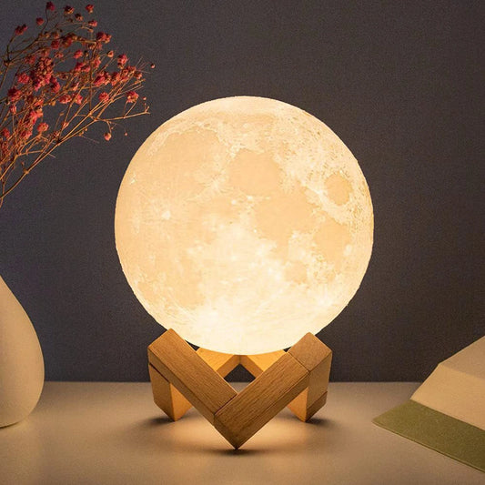 hechang - 8cm/3.14in Moon Lamp LED Night Light Battery Powered With Stand